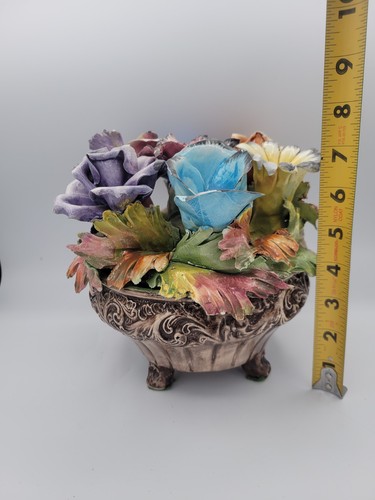 Vintage Italian Bassano CAPODIMONTE Centerpiece Floral Arrangement As Is - Picture 2 of 14