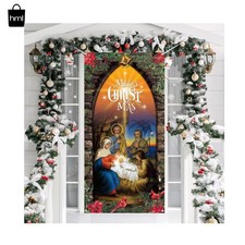 Festive Holy Nativity Door Backdrop - Easy to Hang Christmas Decor for Parties