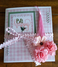 Handmade Scrapbook Junk Journal Folio Album 5.5x6 "Be Happy" Theme