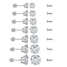 14 Karat White Gold Screw Backing Round Stud Earring