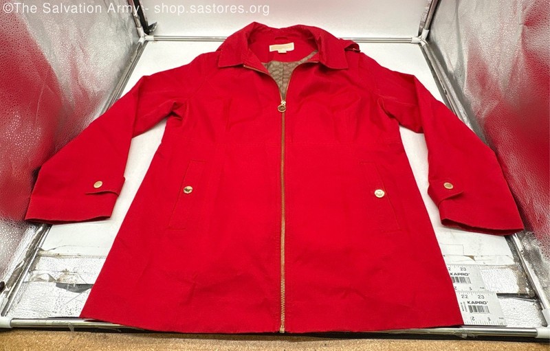 Michael Kors Women's Red Long Sleeve Collared Pockets Full-Zip Jacket Size PXL