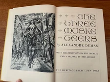 THE THREE MUSKETEERS by Alexandre Dumas Heritage Press 1953 Slipcase & Sandglass