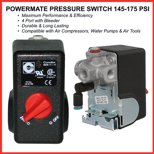 Powermate Pressure Switch 145175 PSI Compatible w/ Air Compressors