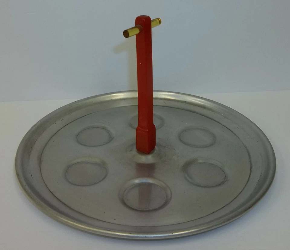 Bandeja portavasos de vidrio de chupito de bar vintage con mango de baquelita rojo cereza Foto 2 de 3