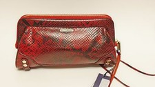 NEW REBECCA MINKOFF RED+BLACK PYTHON PRINT LEATHER,TASSEL, CLUTCH,BAG,PURSE