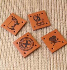 Leather labels for handmade items, knitting labels, product tags, set of 25 pc