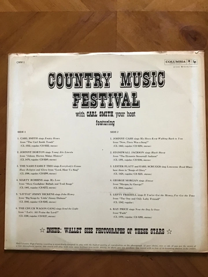 Country Music Festival Ft. Johnny Cash LP CWM1 -1963 - Image 2 of 4