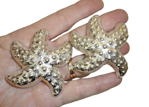 Huge BRENDA SCHOENFELD Sterling Silver Starfish Clip Earrings 68.7 Grams! - Picture 2 of 5