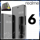 COVER FLIP PER OPPO REALME 6 CUSTODIA LIBRO NERA A SPECCHIO CLEAR VIEW 360°