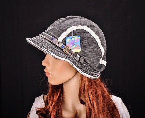 M196 Negro Bonito Rayas Algodón Sombrero Sol Alaja Gorra Cubo Verano Para Mujer Nuevo con Etiquetas - Imagen 5 de 9