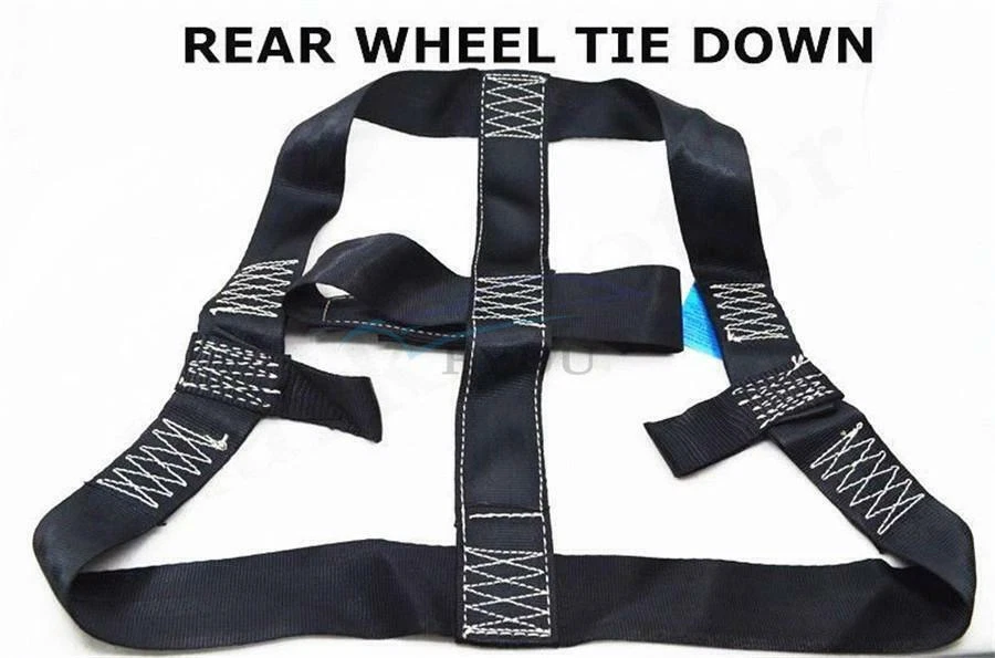 Motorcycle Rear Wheel Handlebar Transport Tie Down Strap Safety Belt Universal - Image 3 of 4