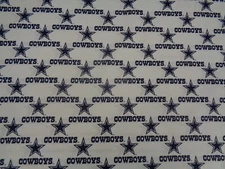 DALLAS COWBOYS WHITE DESIGN 58" WIDE 100% COTTON  1 YARD PIECE BRAND NEW