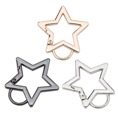 Star Shape Carabiner Split Spring Gate Keychain O-Ring Metal Bag Rings