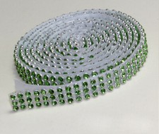 LIGHT PERIDOT Mesh Rhinestone Tape SS8 SELF ADHESIVE 1cm 3 Rows LIGHT GREEN