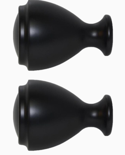 Curtain Rod Finials Allen + Roth - Matte Black Aluminum 2 Pack New - Picture 1 of 1