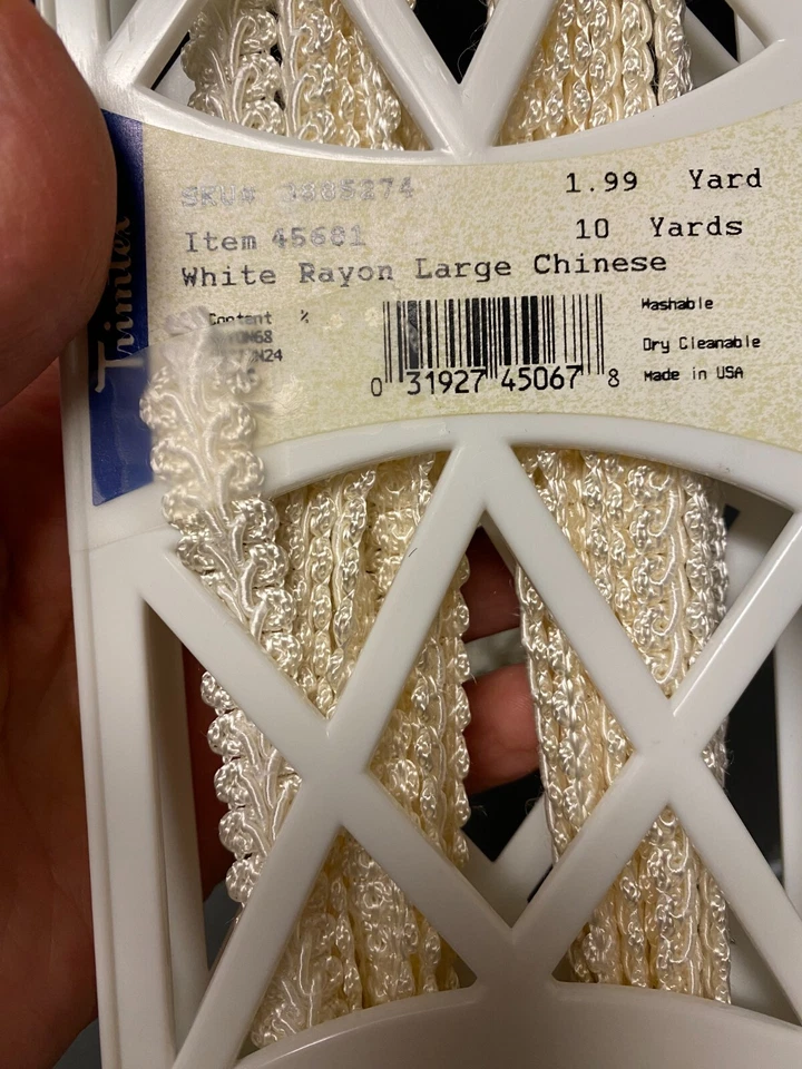 Lote de adornos de encaje Trimtex vintage y cordón giratorio con cuentas blancas Foto 2 de 3