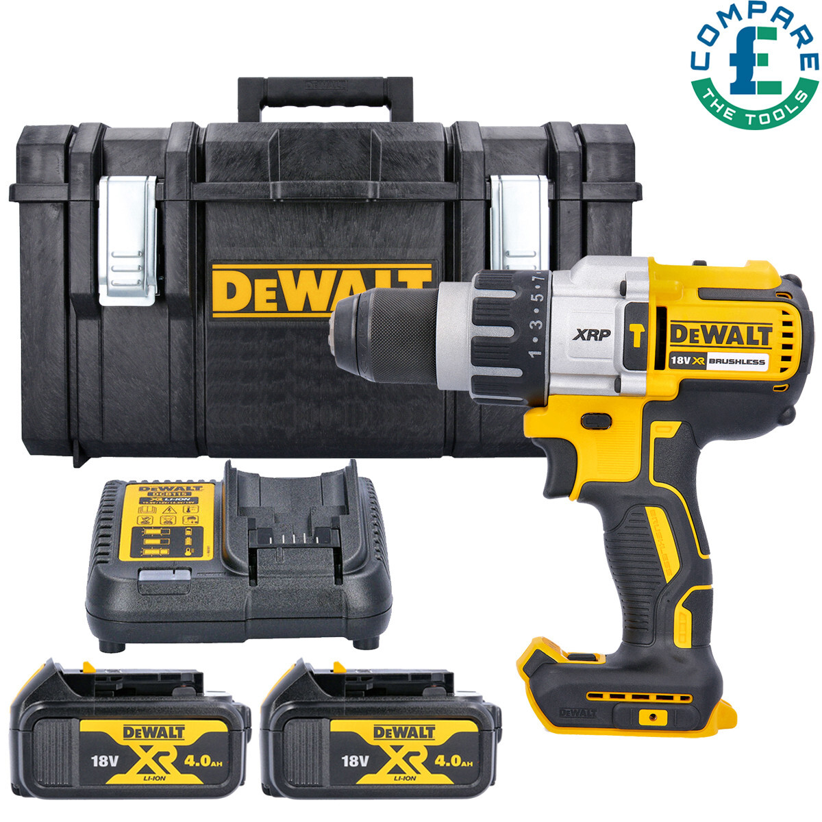 Dewalt DCD996 18V Brushless Combi Drill With x 4Ah Batteries, Charger  DS300