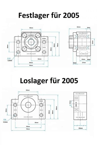 Kugelumlaufspindel 2005 x 550mm komplett Festlager Loslager Spindel CNC Fräse 3D - Bild 3 von 3