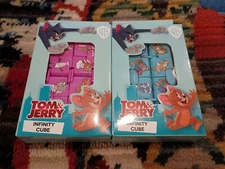 NIB Pair Of WB TOM&JERRY Infinity Cube Fidget Toy Anxiety Stress Pink Blue