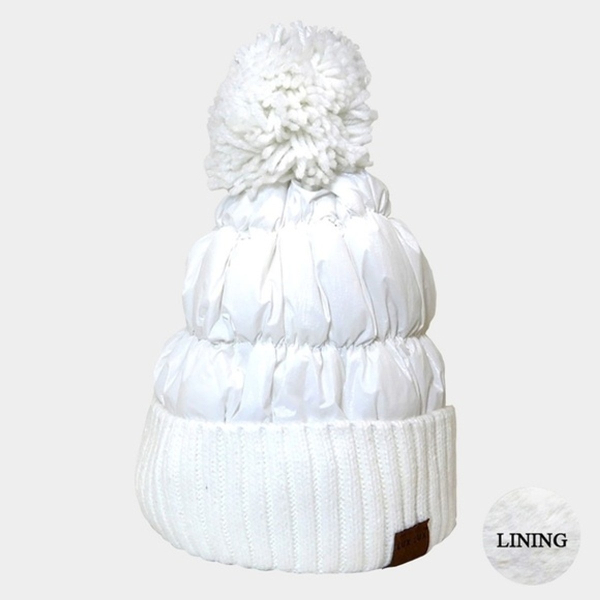 White Fur Pom Pom Style Winter Beanie Hat Fashion Statement  display picture 2
