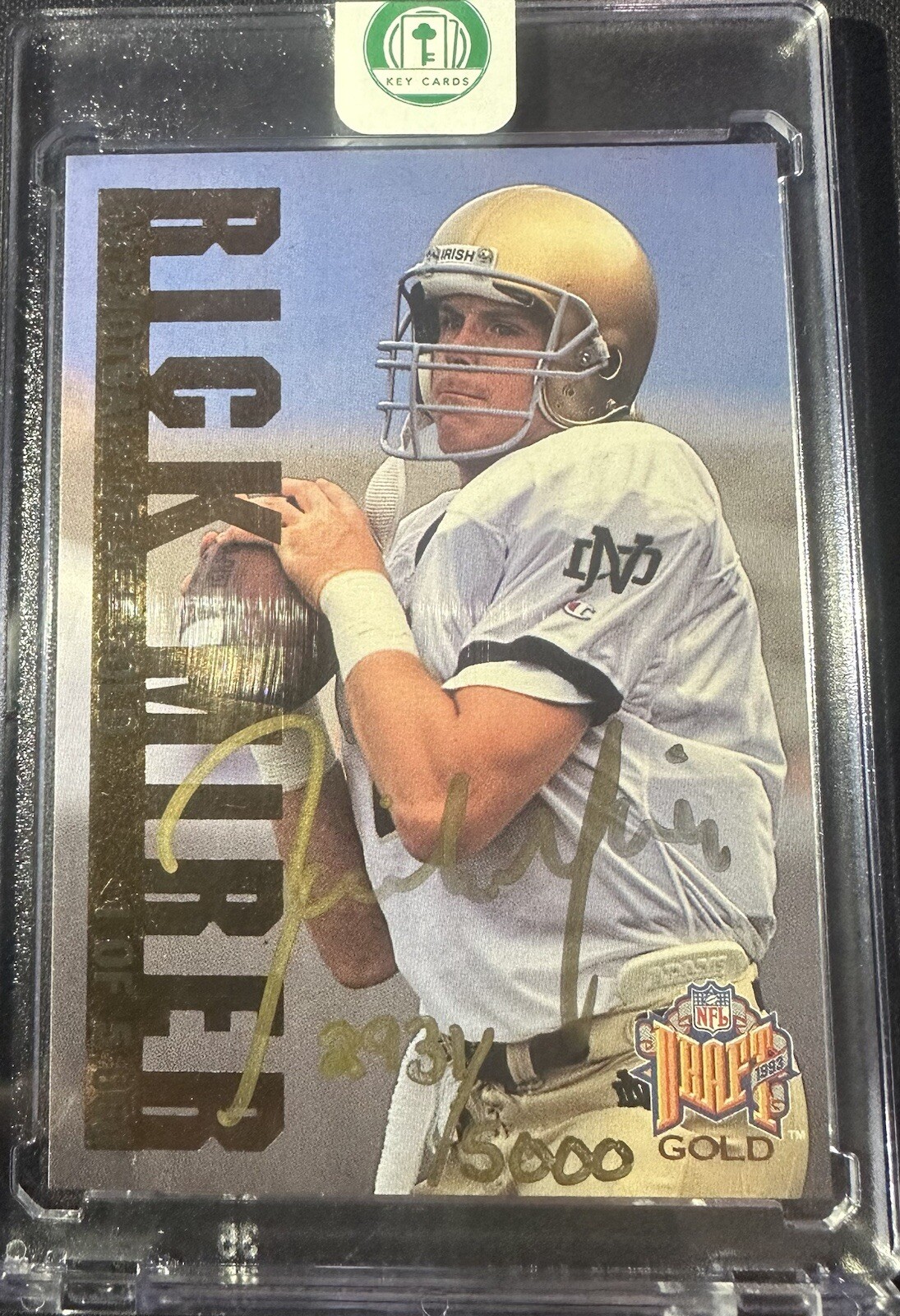 1993 Classic Gold Draft Rookie AUTO ~ Rick Mirer [Notre Dame]  #'d/5000 Mint