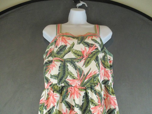 Loft Dress Womens 10 White Floral Tropical Maxi Tiered Linen Blend Resort Travel - Picture 2 of 12