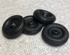 4 New Solid BLACK Rubber TIRES 1-1/8" od WYANDOTTE TOYS  non spoke type