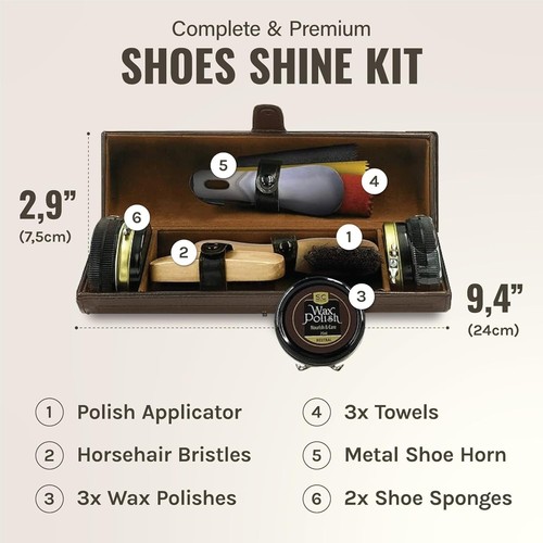 Original Shoe Polish & Care Kit - Leather Shoe Shine Kit for Men & Women w/Br... - Picture 9 of 9