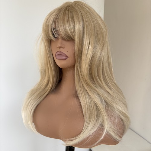 Mischblond Hitzebeständiges Haar Cosplay Perücke With Bangs Bob Straight - Imagen 3 de 9