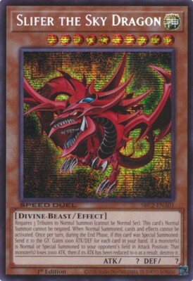 SLIFER THE SKY DRAGON SECRET RARE SBC2-ENA01 LIGHT PLAY YUGIOH