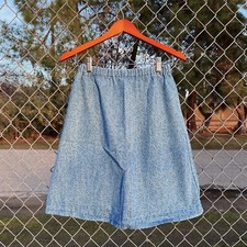 Vintage 90s Handmade Patterned Denim Midi Skirt Size Small