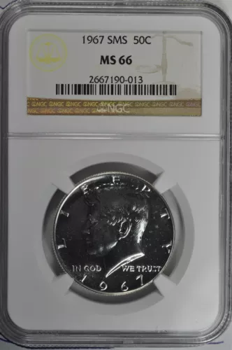 1967 SMS 40% Silver Kennedy Half Dollar NGC MS 66 SMS 40% Silver