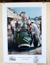RIP Stirling Moss Vanwall 1957 Italian GP Monza "Rock'n Roll Pit Stop" LE Print