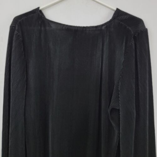 Suzanne Betro Black Stretchy Ribbed Long Sleeve Blouse Women's Plus Size 1X - Picture 7 of 9