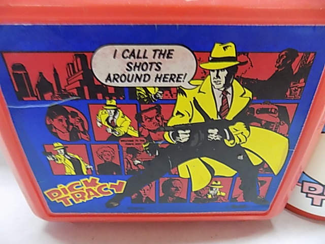 VINTAGE ALADDIN DICK TRACY Plastic Lunch Box WITH THERMOS In GOOD