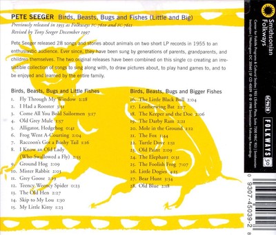 PETE SEEGER - BIRDS, BEASTS, BUGS AND FISHES (LITTLE & BIG) NEW CD
