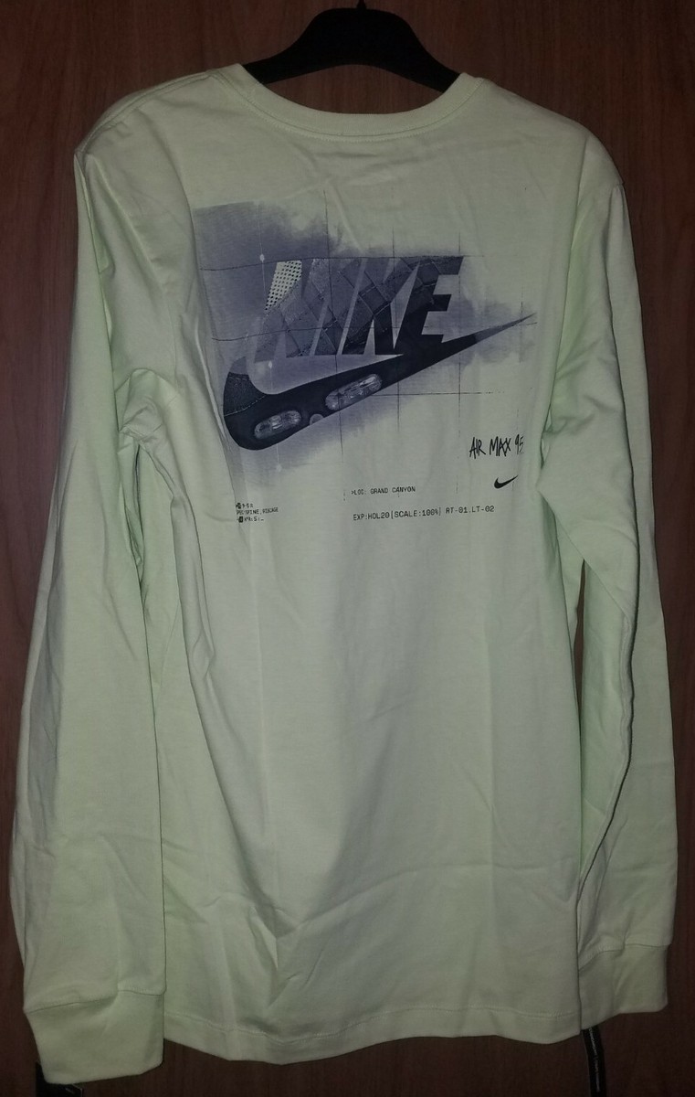 Nike SNKRS Air Max 95 Long Sleeve Top Shirt Neon Volt Glow Green