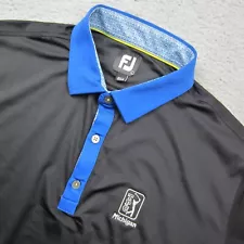Footjoy Polo Shirt Mens Large Black Blue TPC Michigan Golf Performance