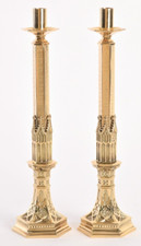 Pair of Brass Church Altar Candlesticks 15" ht  343 Chalice Co.