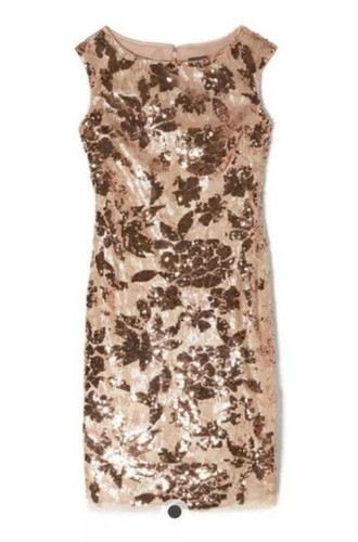 Vince Camuto Sequin Rose Gold Sheath Womens Dress Size 10 NWT - Picture 2 of 6