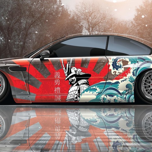 Japanese Samurai Car Vinyl Side Wrap Vehicle Livery Cast Universal Size 2pcs - Picture 18 of 24