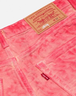 Stussy x Levi's Dyed Jacquard Trucker Jeans Black White Pink Stussy x Levi's Dyed Jacquard Trucker Jeans Black White Pink