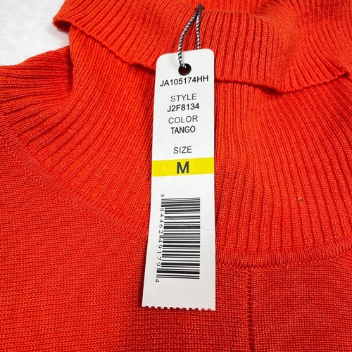 Joseph A Sweater Women's Medium Orange Cowl Neck Pullover Split Front Stretch - Picture 5 of 10
