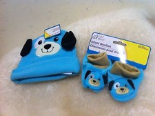 New Baby Infant Puppy animal Hat  Booties Set Blue