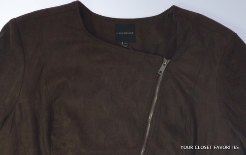 LANE BRYANT Fringed Faux Suede Jacket 22/24 26/28 Women's Brown Moto Spring/Fall - Picture 6 of 10
