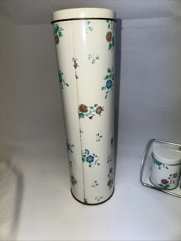 Juego de 6 latas Meister de colección con estante montable patrón floral, Brasil Foto 3 de 4