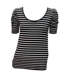 scoop zara puff sz striped knit neck sleeve womens short