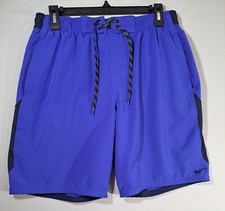 Nike Mens Swim Trunks Board Shorts With Mesh Lining Blue Size Large Center Check