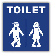 Man And Women Toilet Sign Funny Car Bumper Sticker Decal 5" x 5"