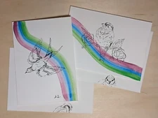Blank Hand-Painted/ drawn 4"x6" Note Card Set- Bird 2 pack Cards with Envelopes